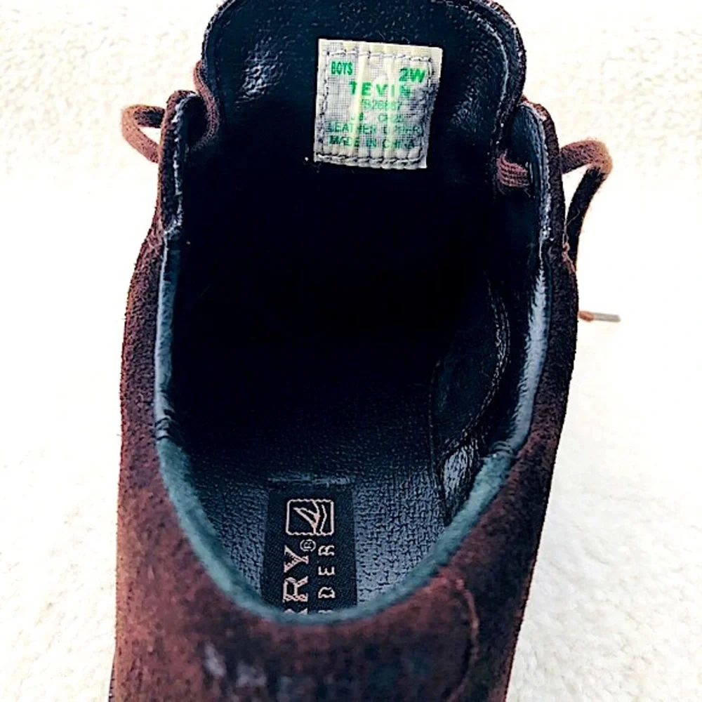 Sperry Topsiders Boys “Tevin” Brown Suede Oxfords Size 2 W